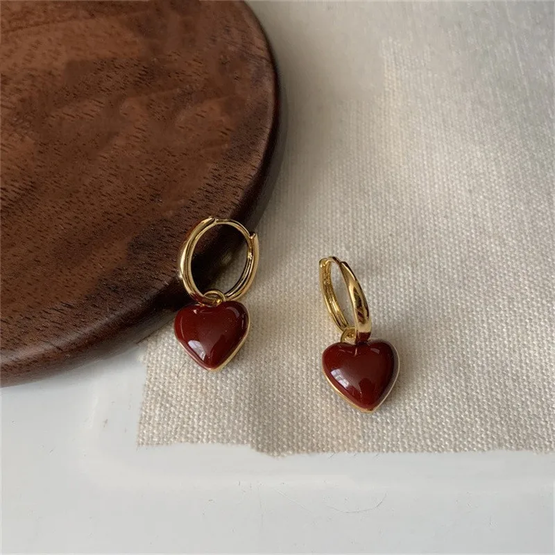 Cherry Gloss Heart Hoop Earrings