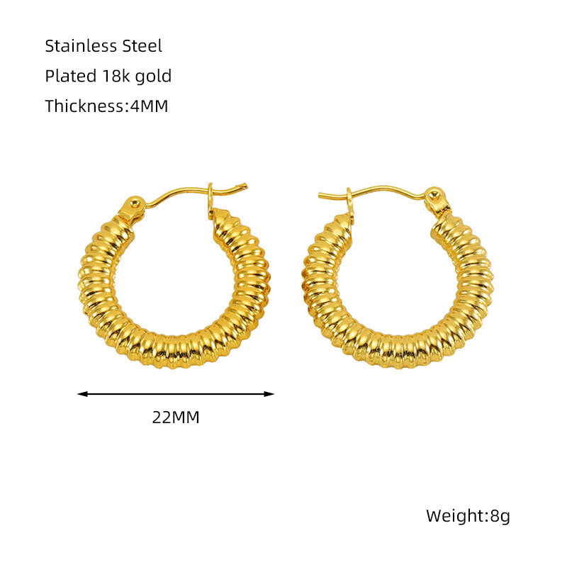 Classic Ribbed Gold Hoop Earrings