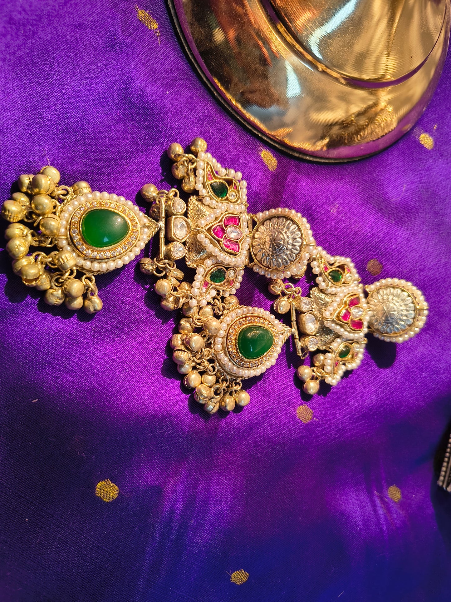 Rajsi Rasika Temple Design German Silver Earrings