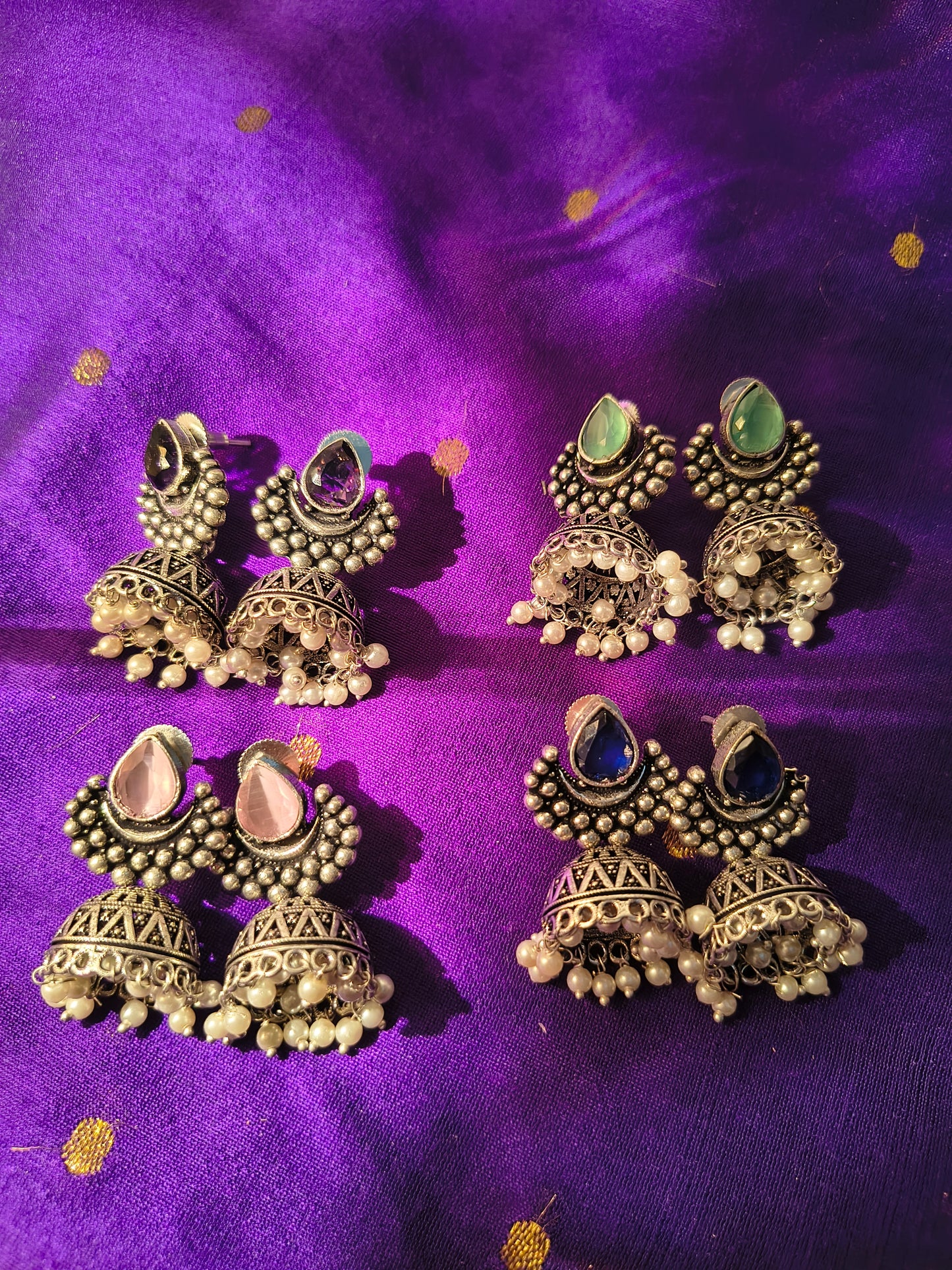 Antique Teardrop Stone Jhumka Earrings