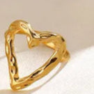 Golden Ripple Heart Ring