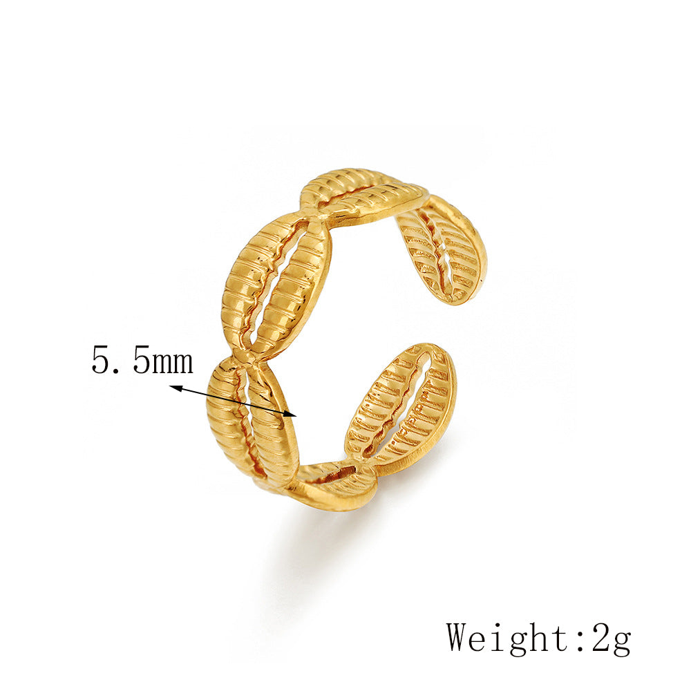 Gold Cowrie Shell Adjustable Ring