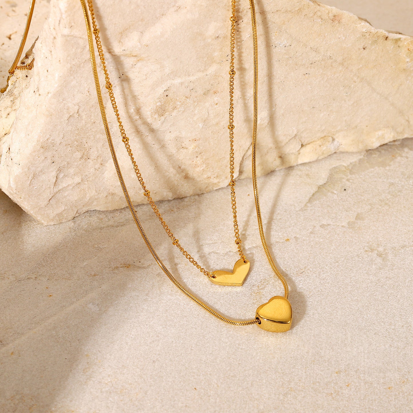 Double Heart Layered Necklace