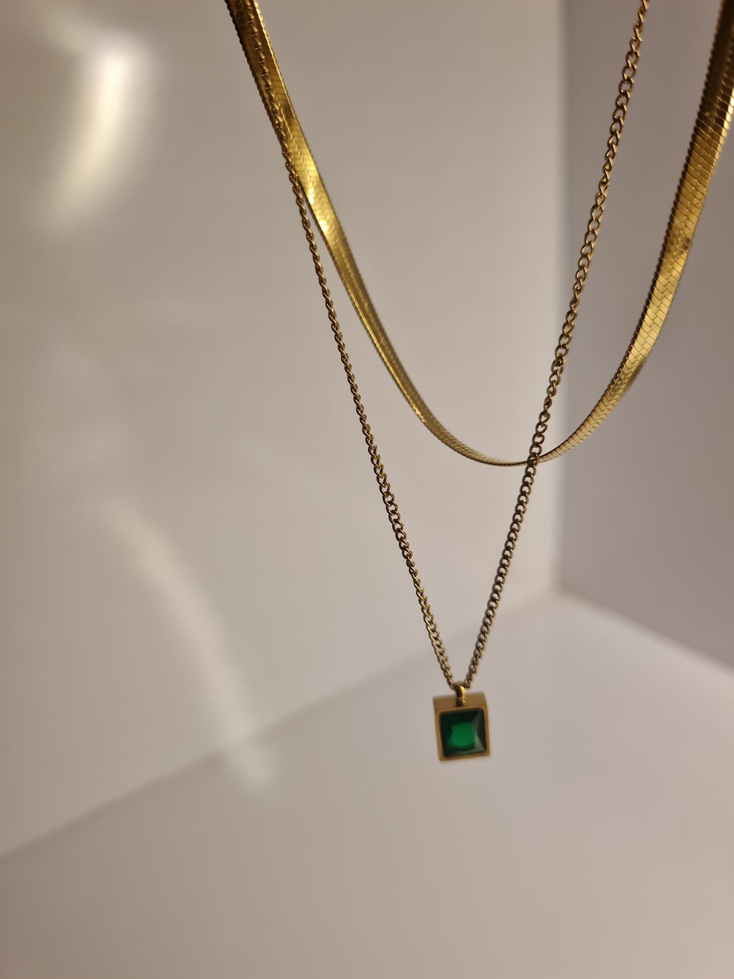 Elegant Gold-Plated Green Stone Pendant Necklace for Women | Trendy Daily Wear Jewelry