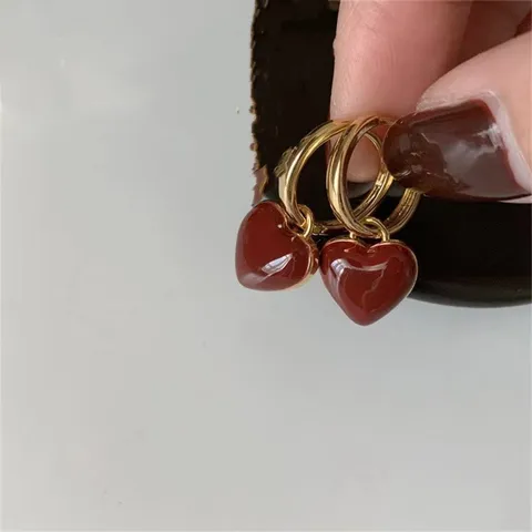 Cherry Gloss Heart Hoop Earrings
