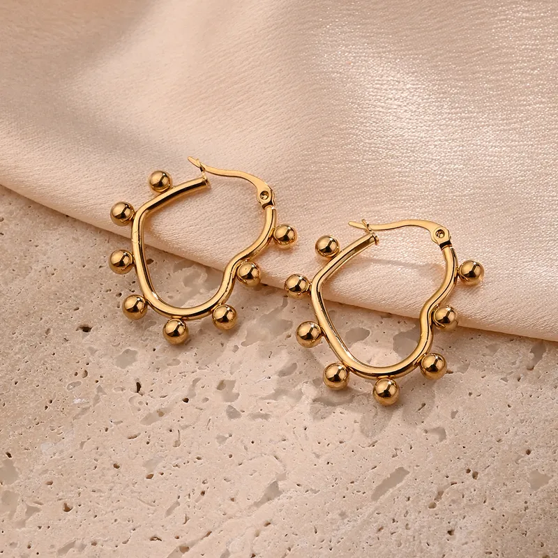 Golden Orbit Heart Hoop Earrings