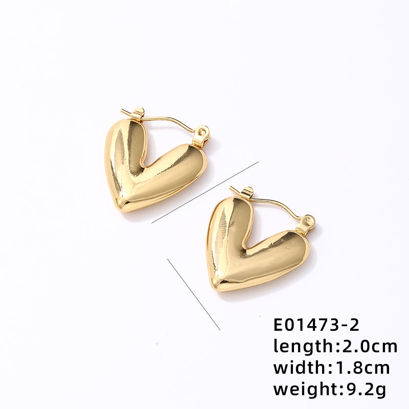 Puffed Heart Hoop Earrings