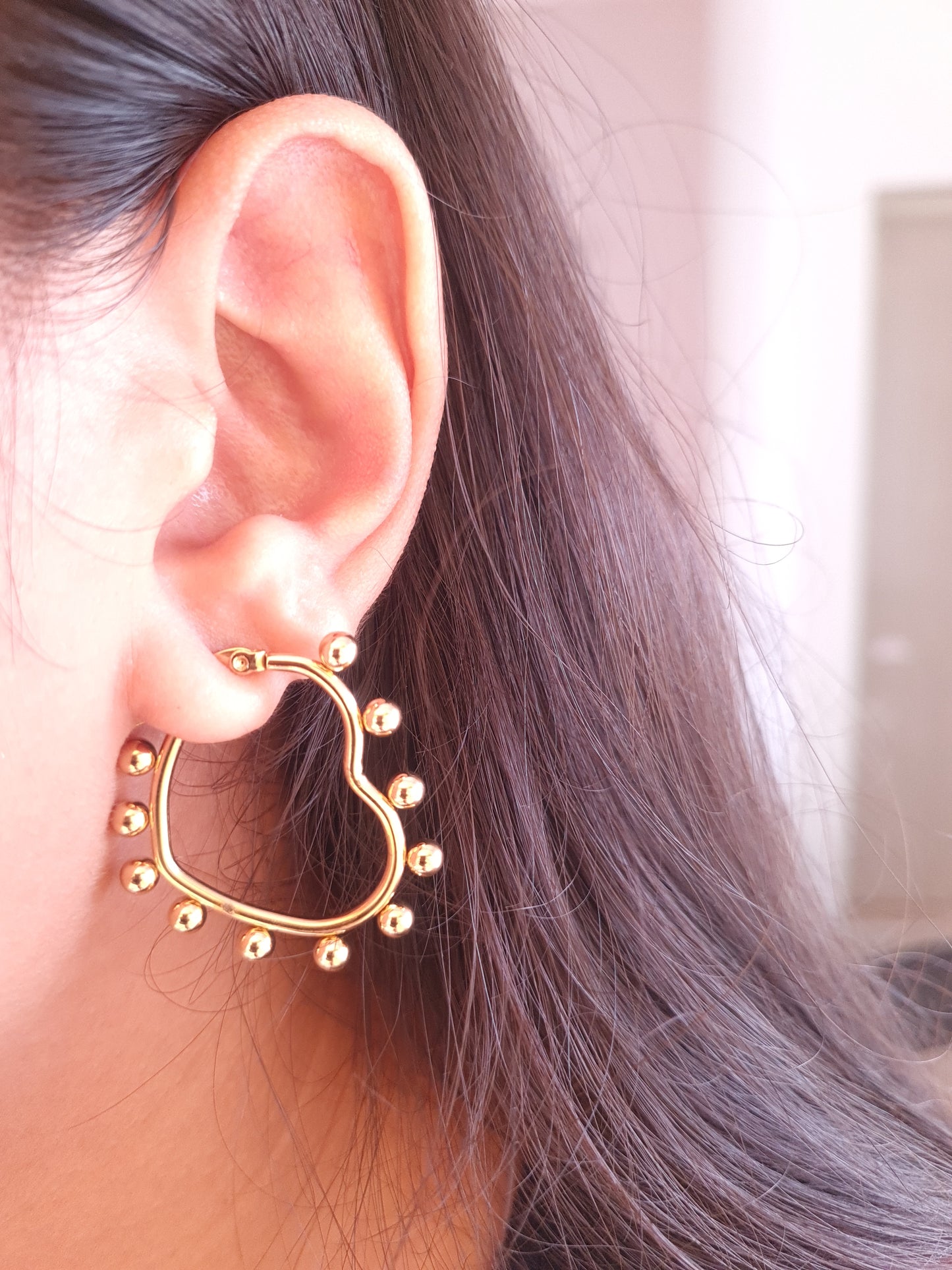 Golden Orbit Heart Hoop Earrings