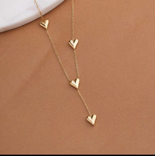 Golden Drizzle Heart Lariat Necklace