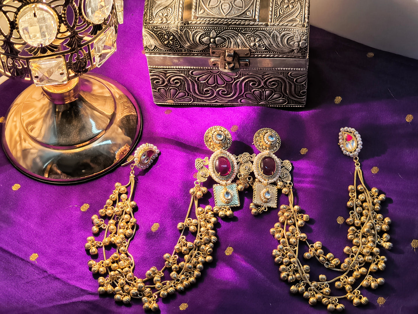 Heritage Kundan & Ghungroo Statement Earrings