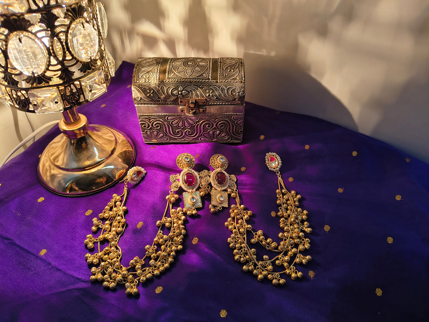 Heritage Kundan & Ghungroo Statement Earrings