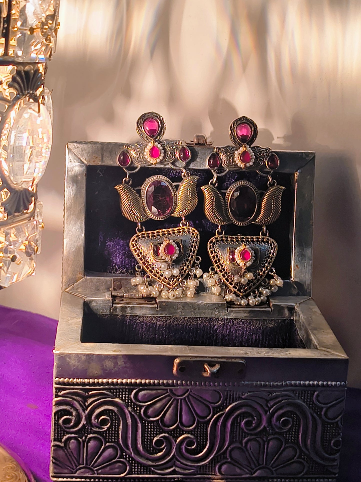 Divya Veerangana Antique German Silver Statement Earrings