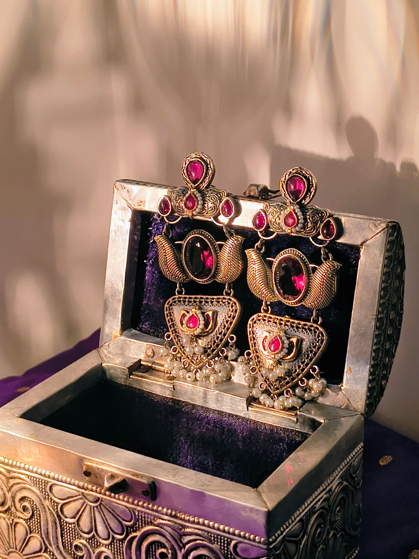 Divya Veerangana Antique German Silver Statement Earrings