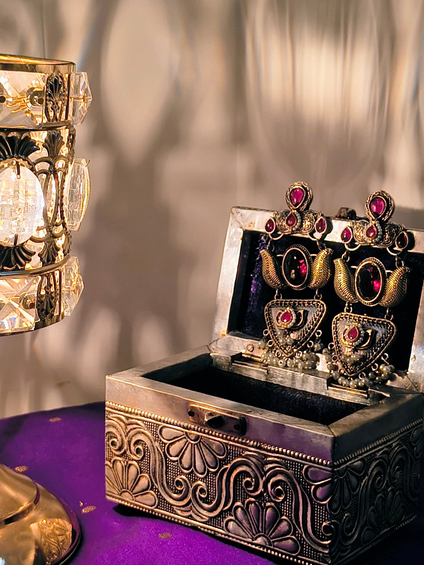 Divya Veerangana Antique German Silver Statement Earrings