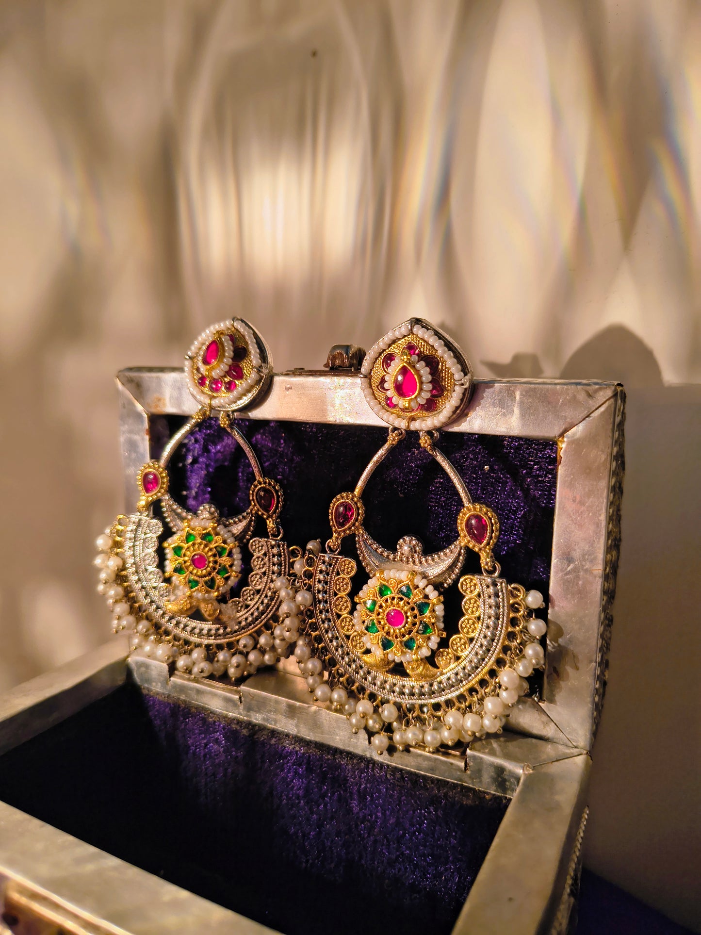 Madhurya Chandbali Pearl Jhumka Earrings