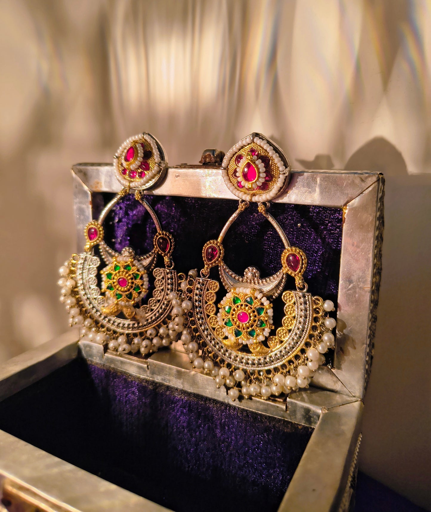 Madhurya Chandbali Pearl Jhumka Earrings