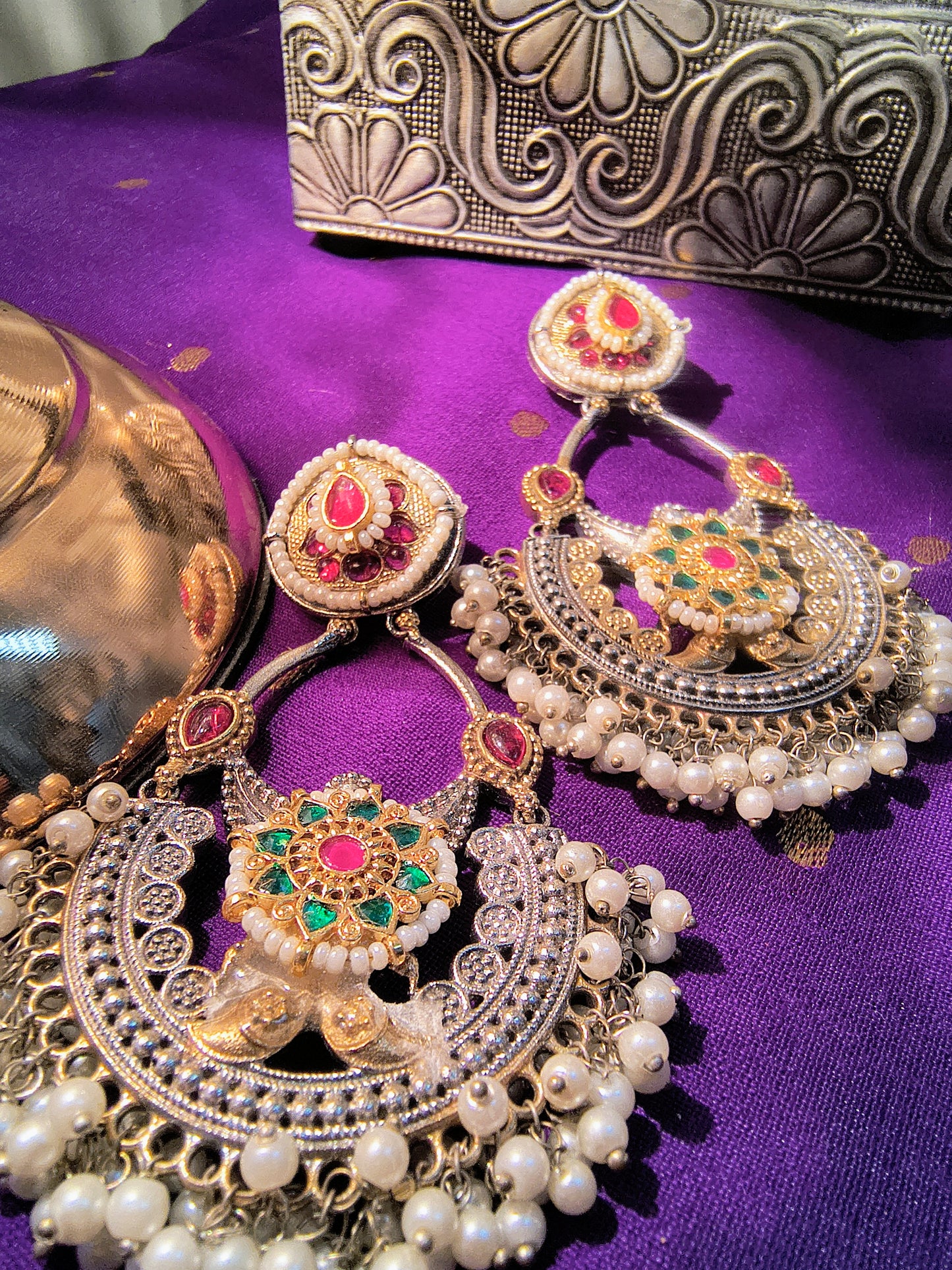 Madhurya Chandbali Pearl Jhumka Earrings
