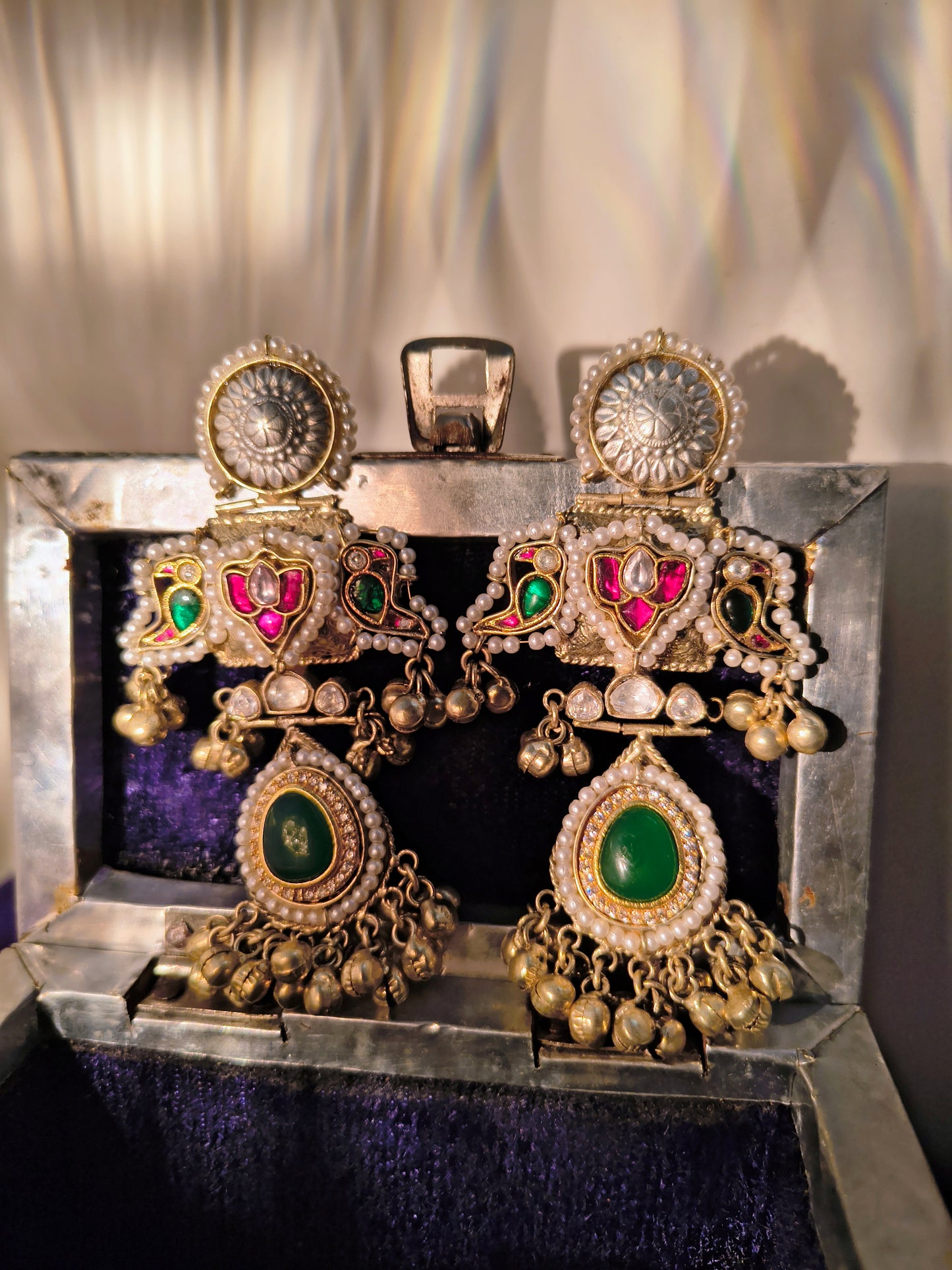 Rajsi Rasika Temple Design German Silver Earrings