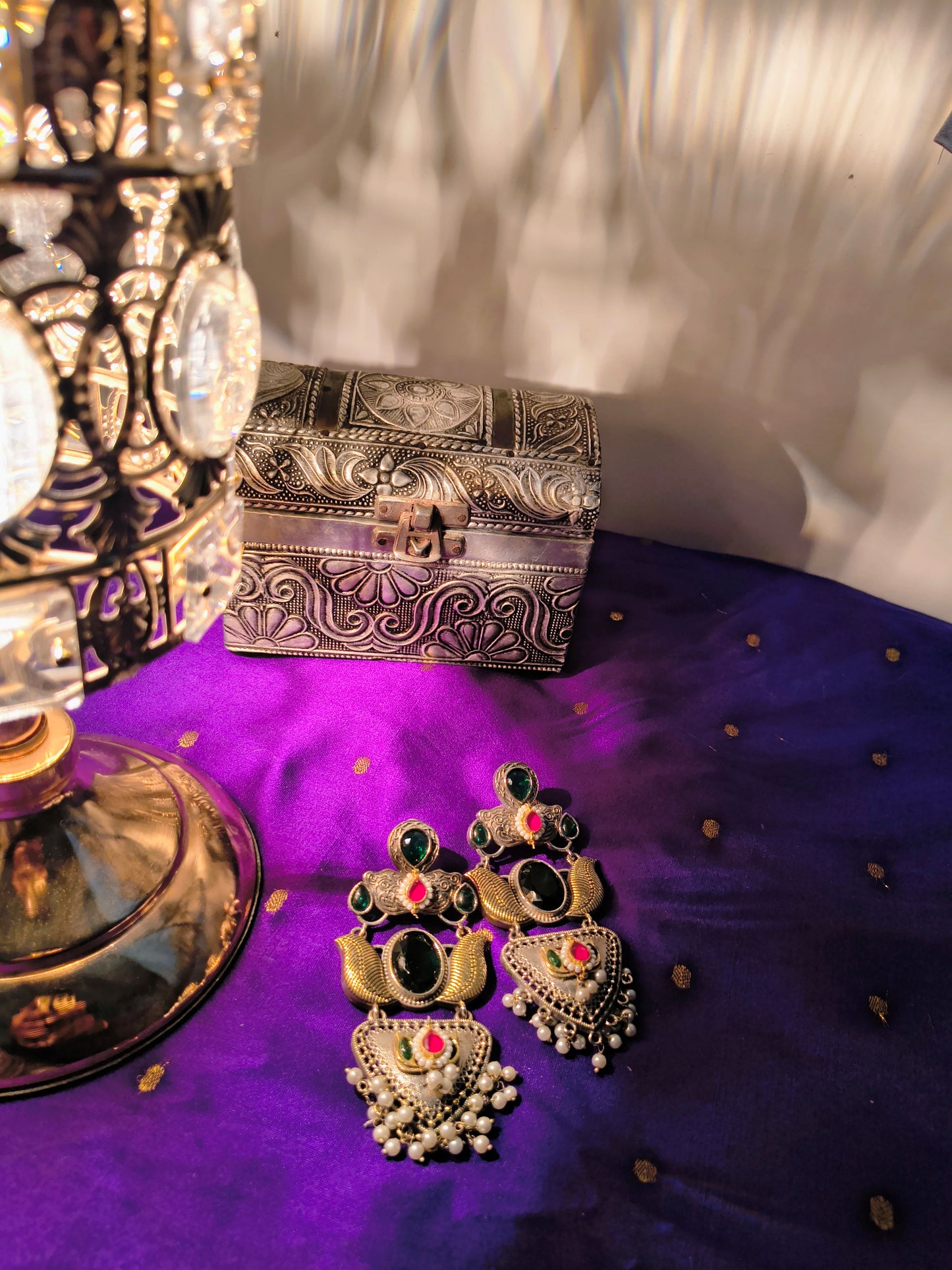 Divya Veerangana Antique German Silver Statement Earrings