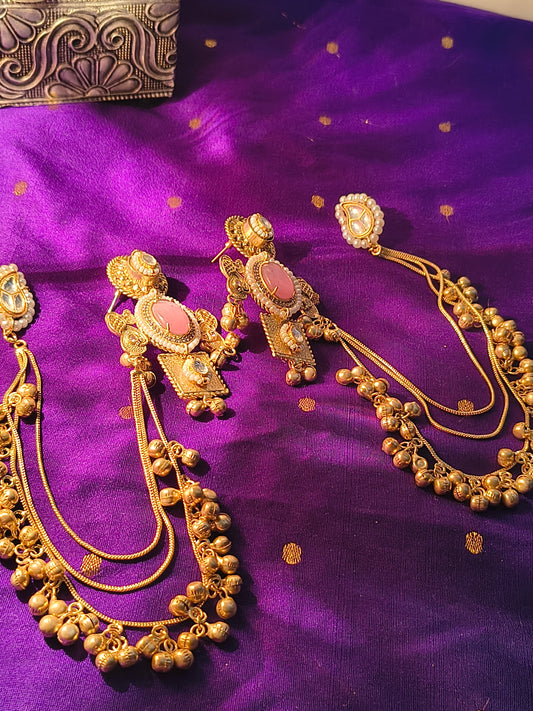 Heritage Kundan & Ghungroo Statement Earrings