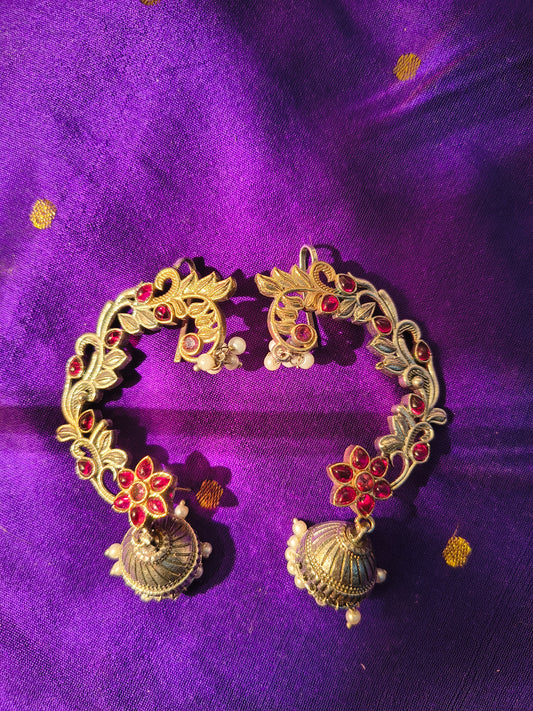 Antique Floral Jhumka Ear Cuffs