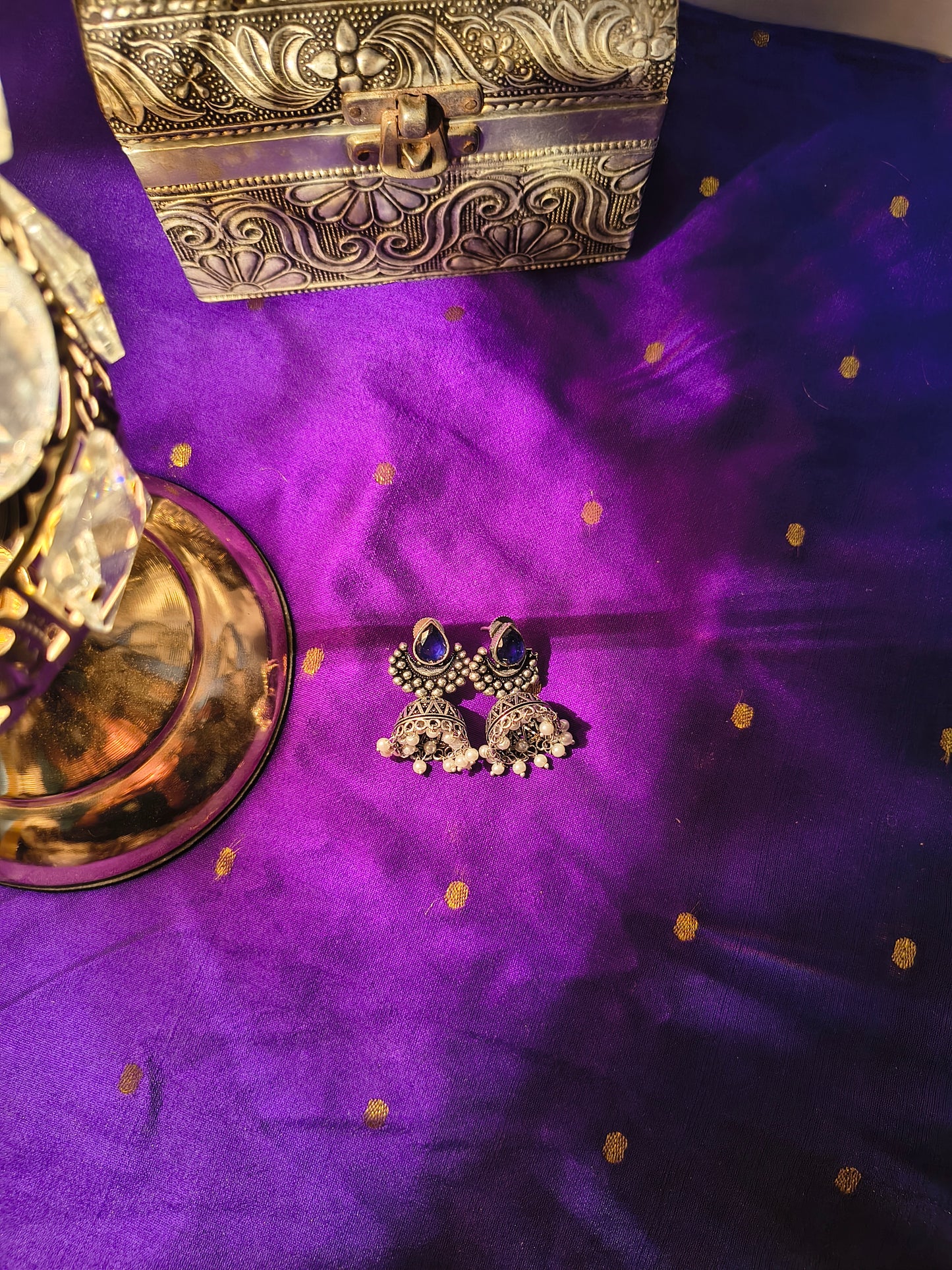 Antique Teardrop Stone Jhumka Earrings