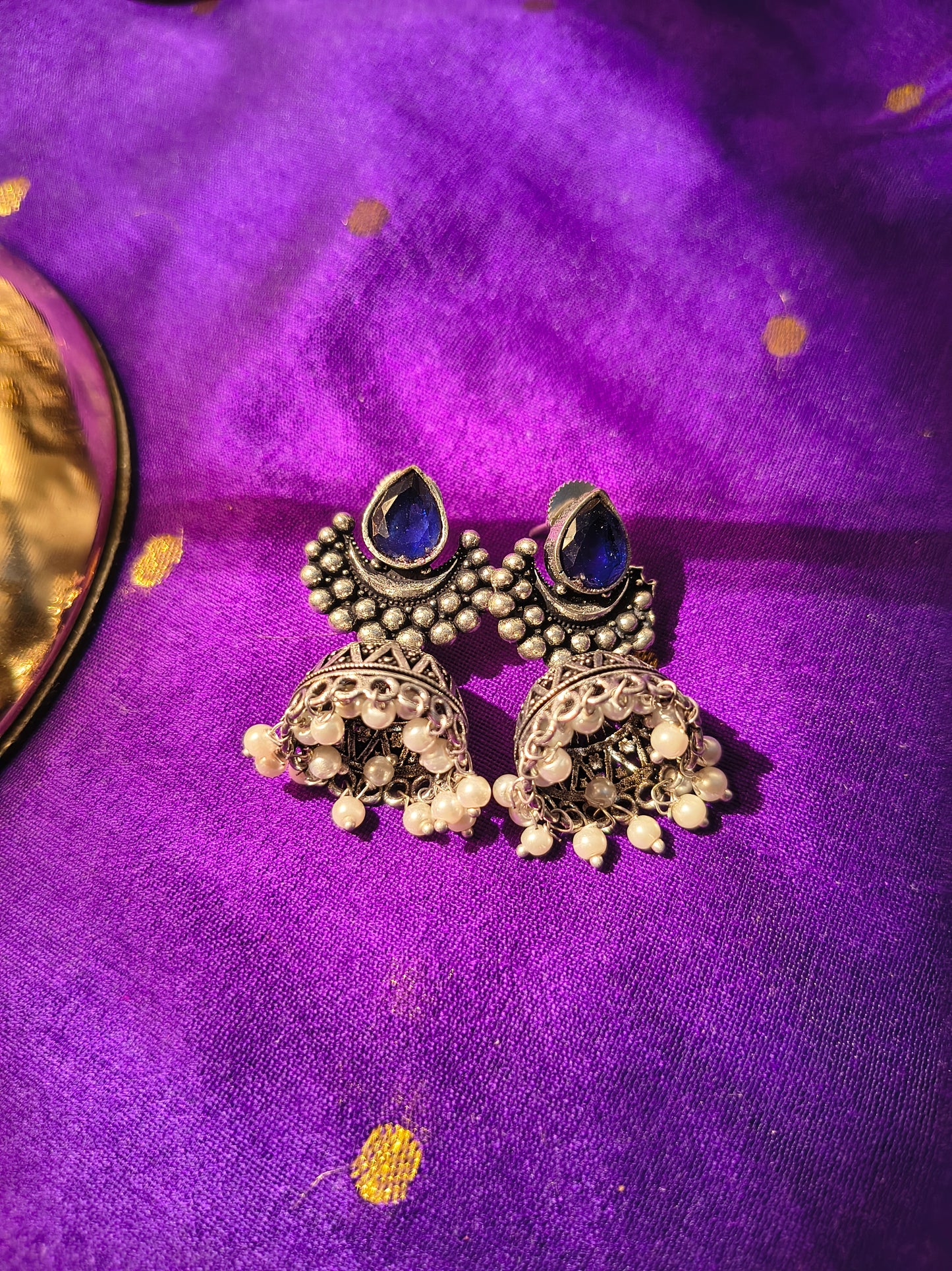 Antique Teardrop Stone Jhumka Earrings
