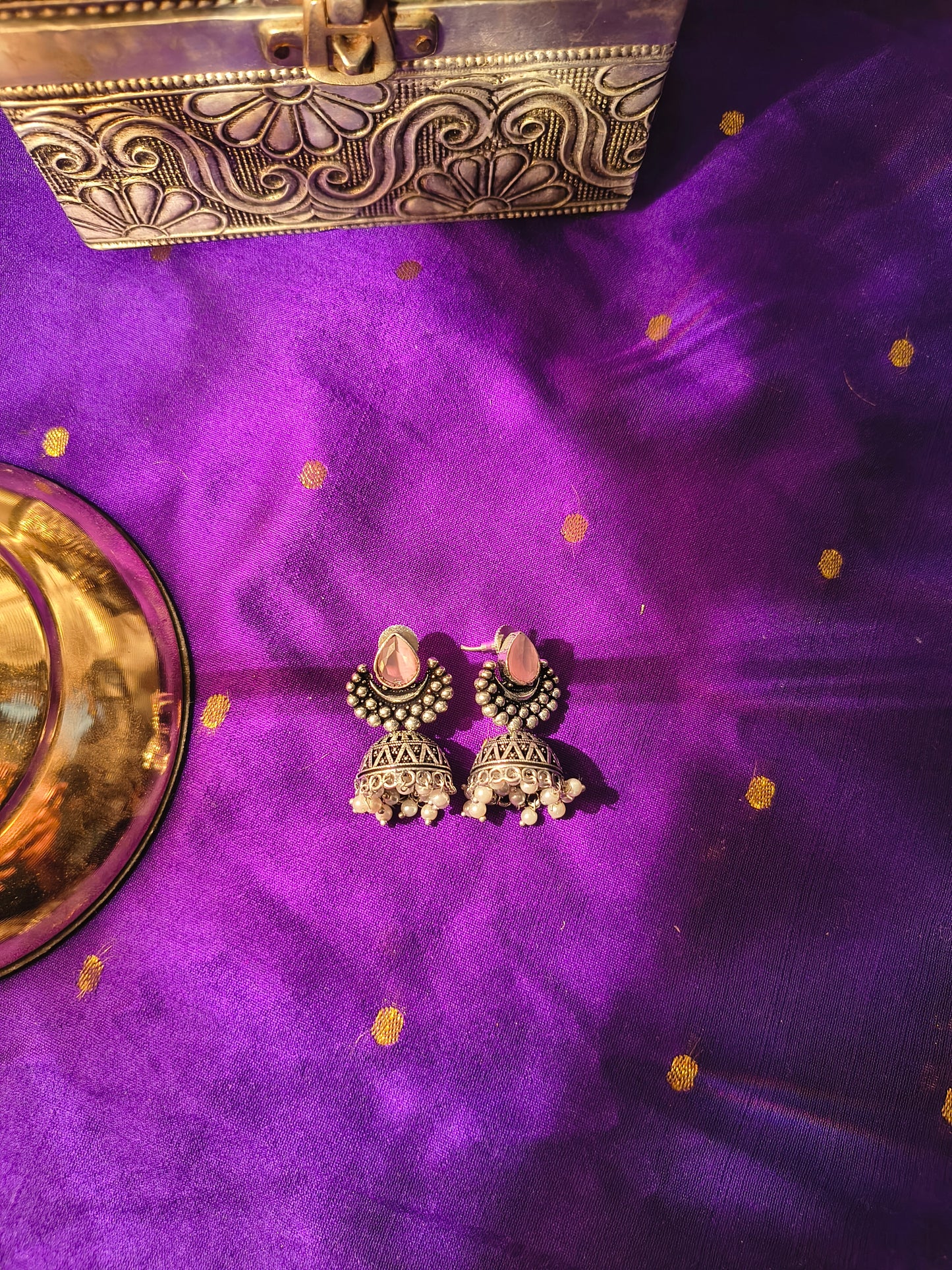 Antique Teardrop Stone Jhumka Earrings