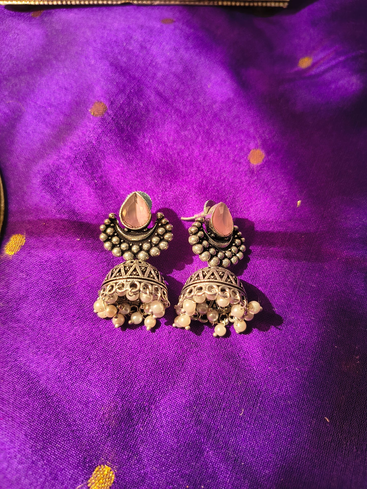 Antique Teardrop Stone Jhumka Earrings