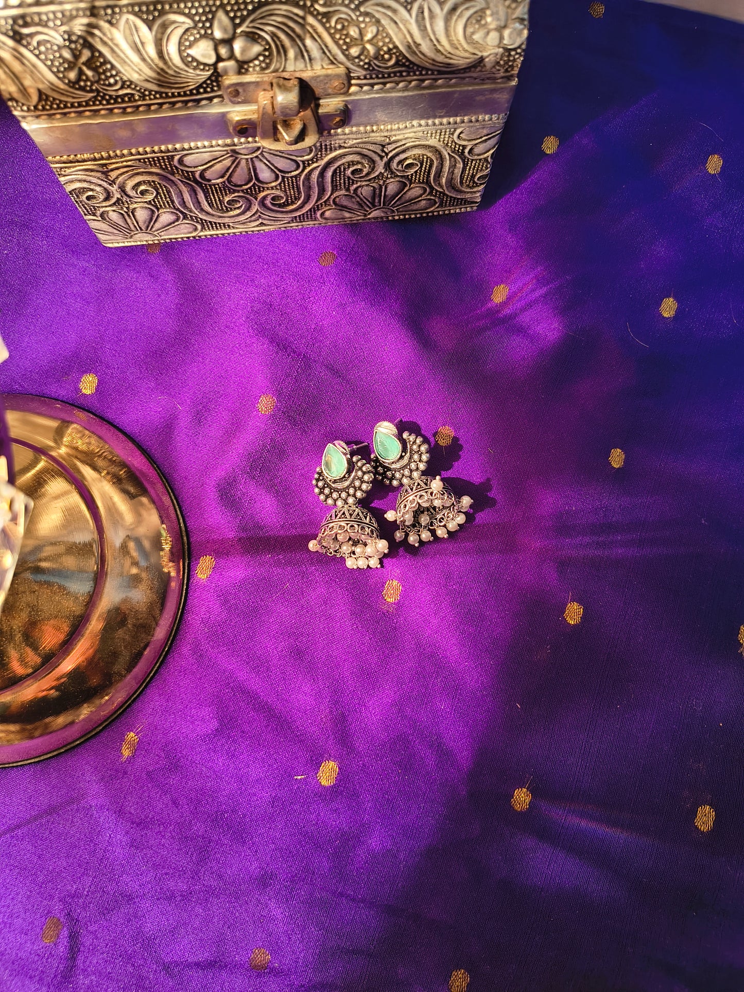 Antique Teardrop Stone Jhumka Earrings