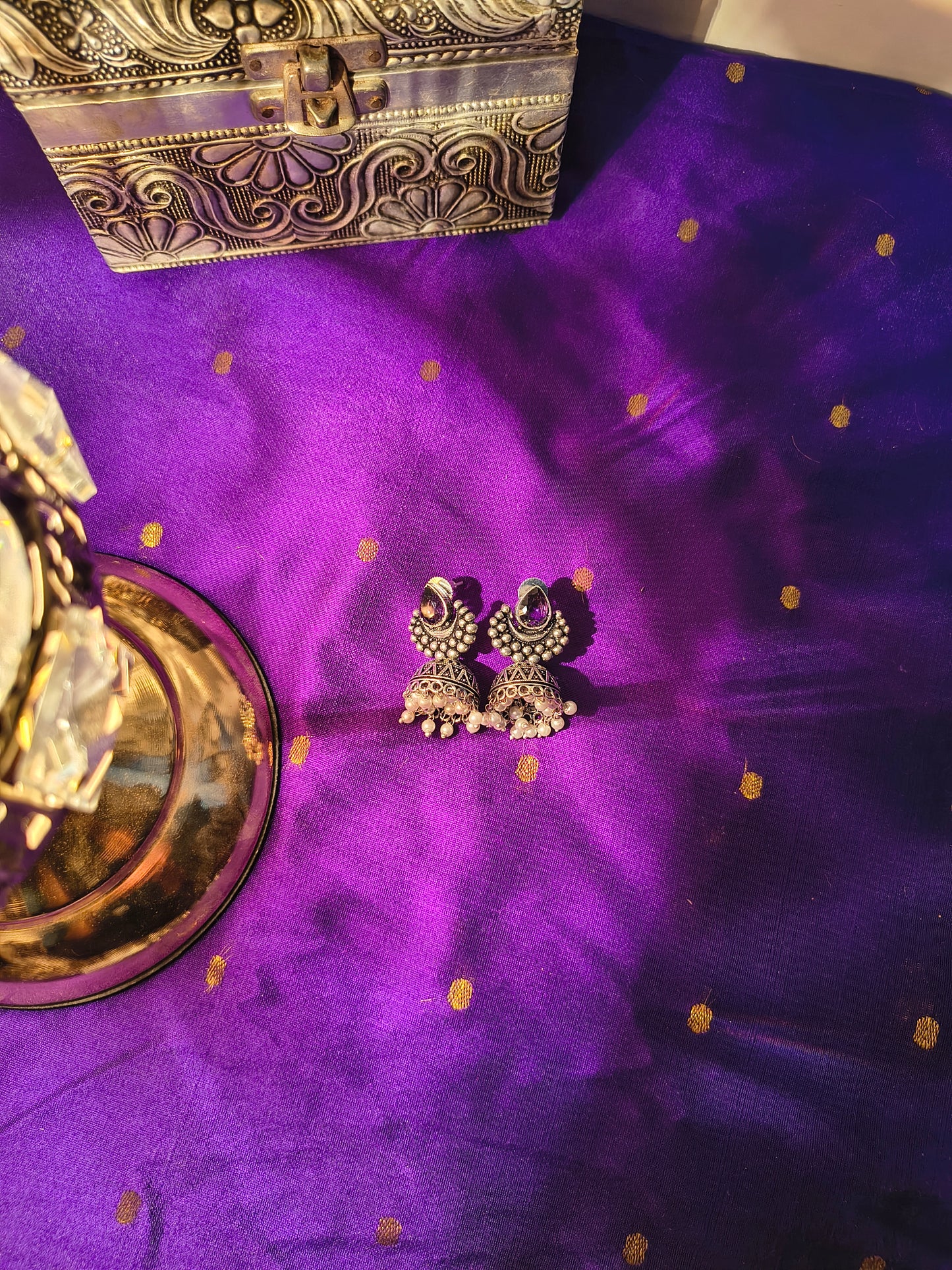 Antique Teardrop Stone Jhumka Earrings