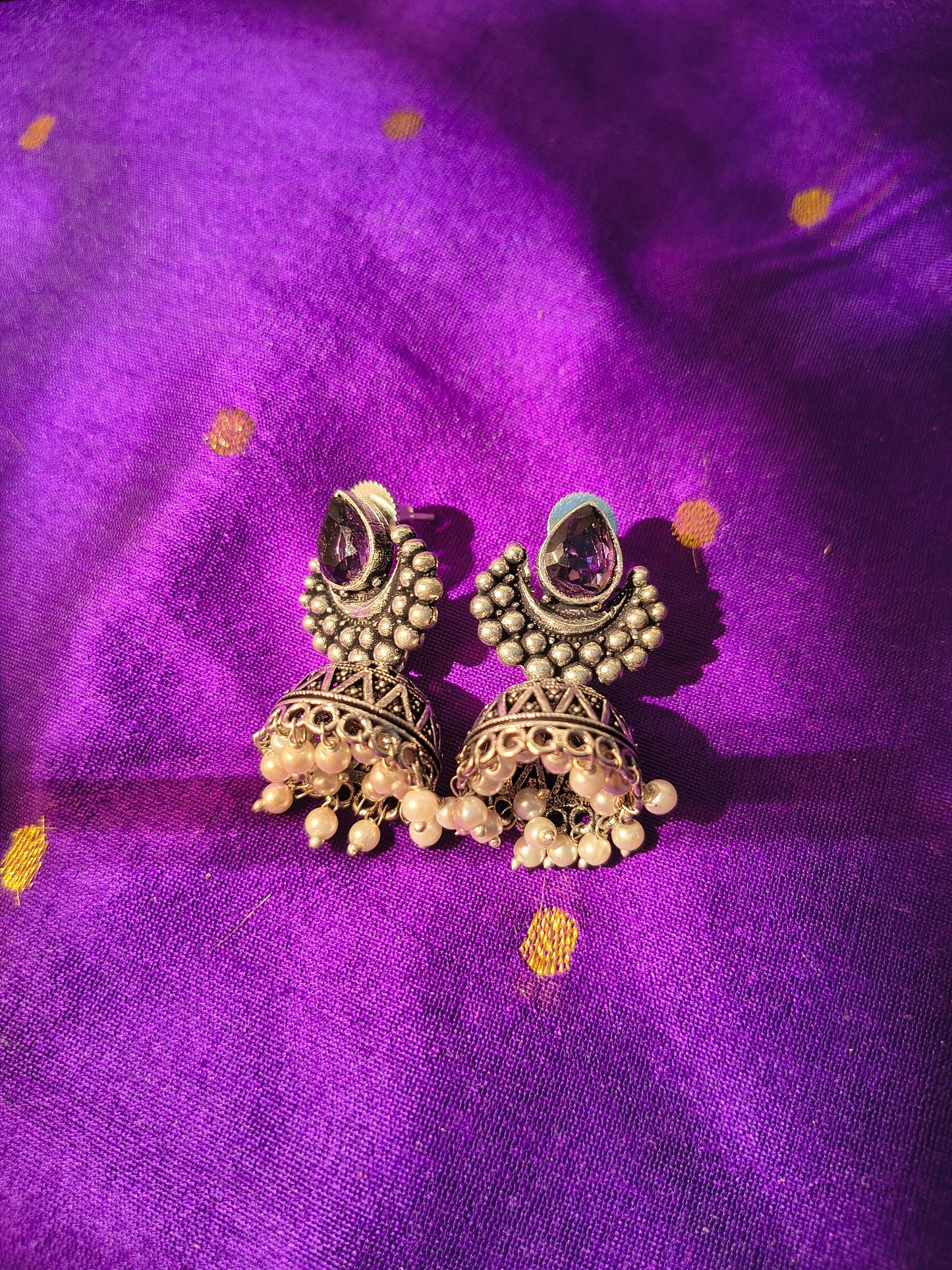Antique Teardrop Stone Jhumka Earrings