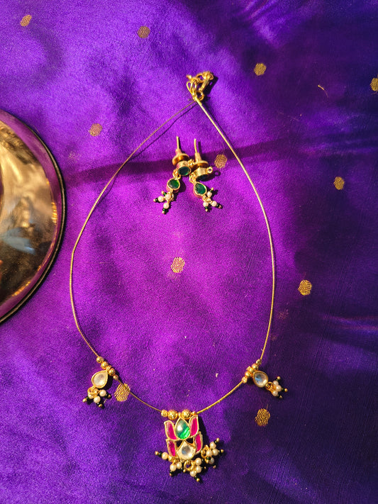 Kumudini Lotus Bloom Necklace Set