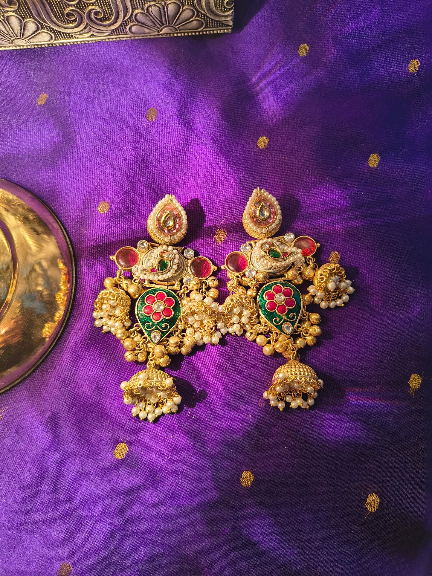 Rajputana Meenakari Jhumka Chandbalis