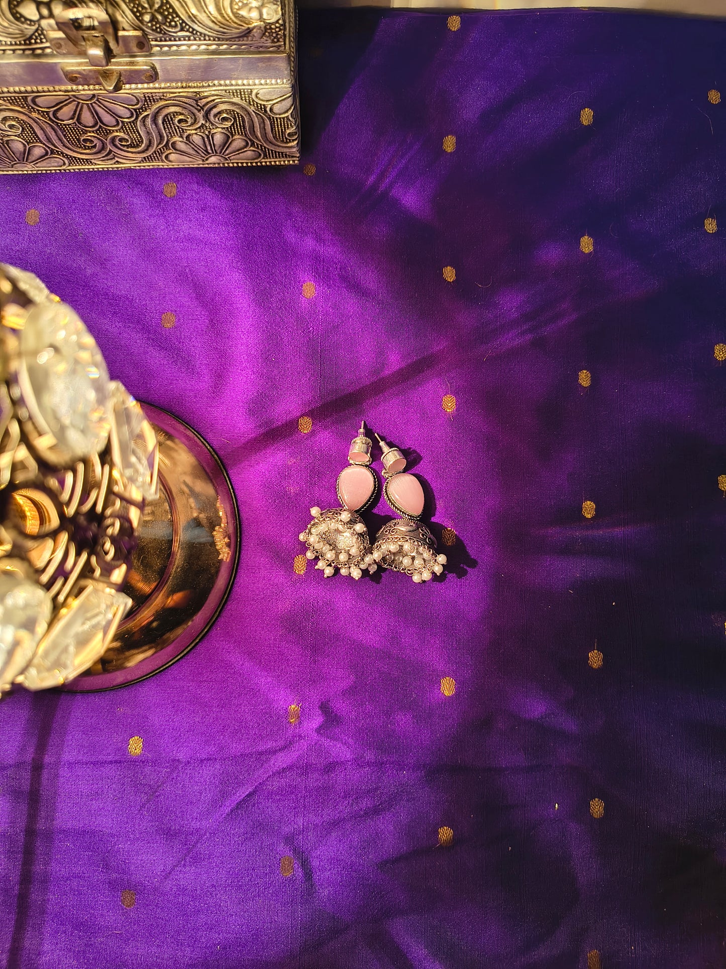 Meher Dual-Stone Jhumka Earrings