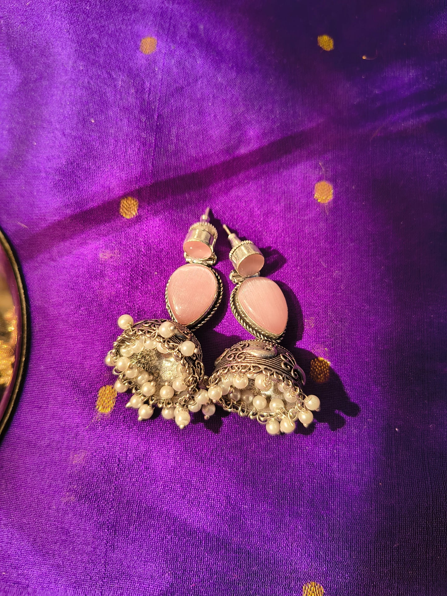 Meher Dual-Stone Jhumka Earrings