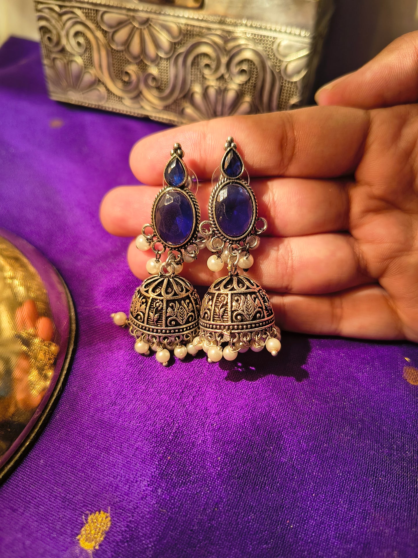 Stone Jhumka Earrings
