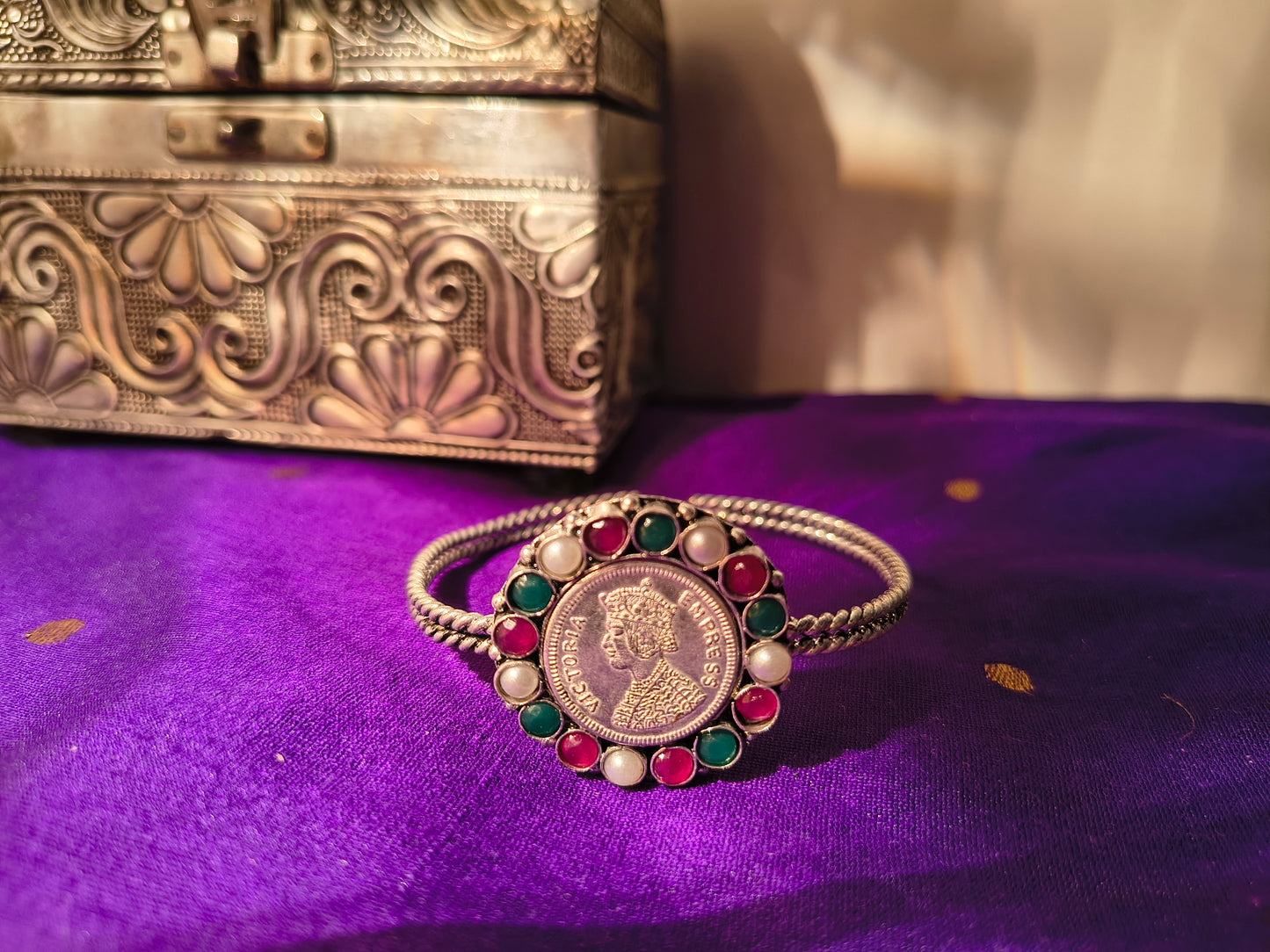 Empress Coin Kada – Adjustable Antique Finish