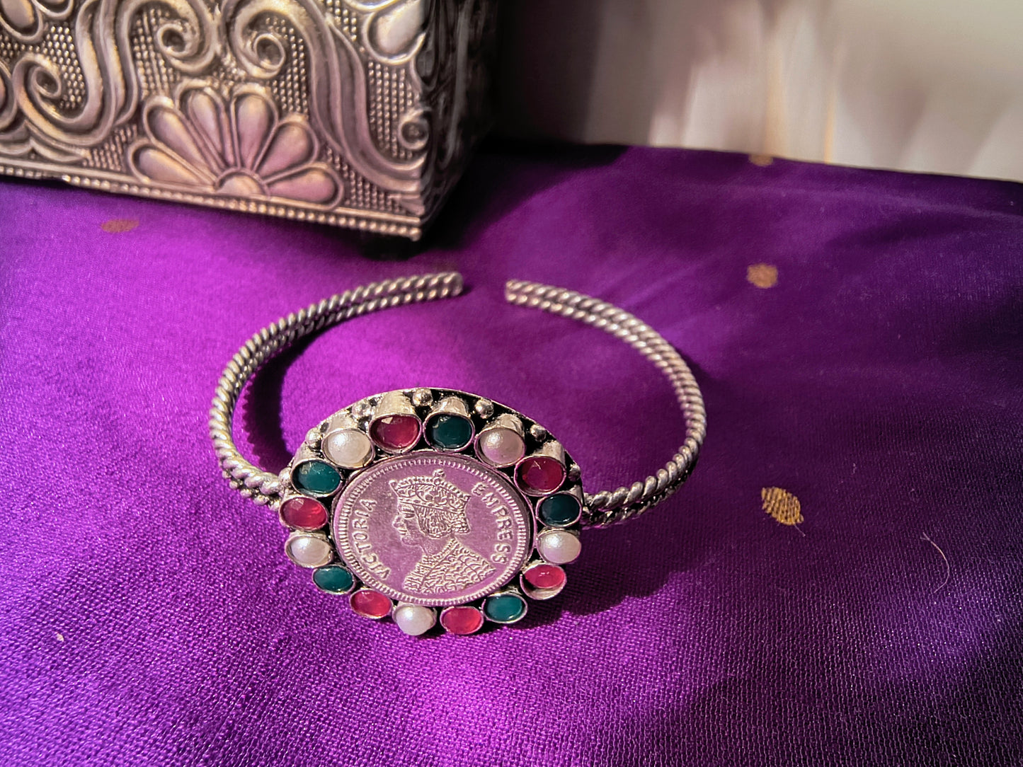 Empress Coin Kada – Adjustable Antique Finish