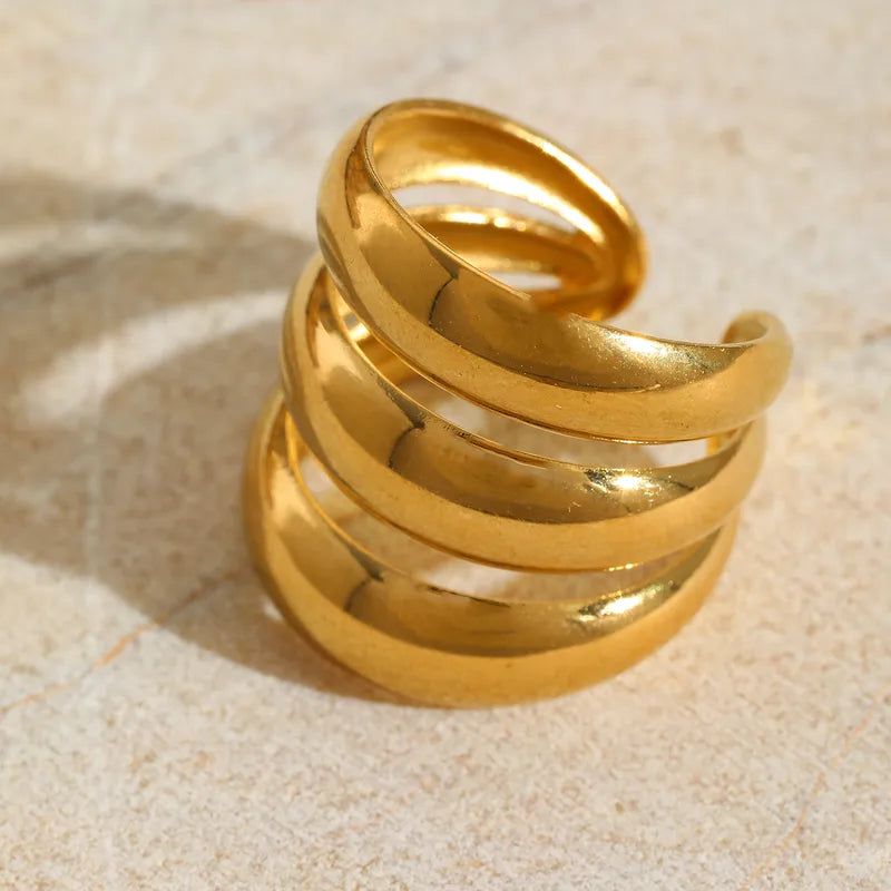 Bold Spiral Gold-Tone Open Ring