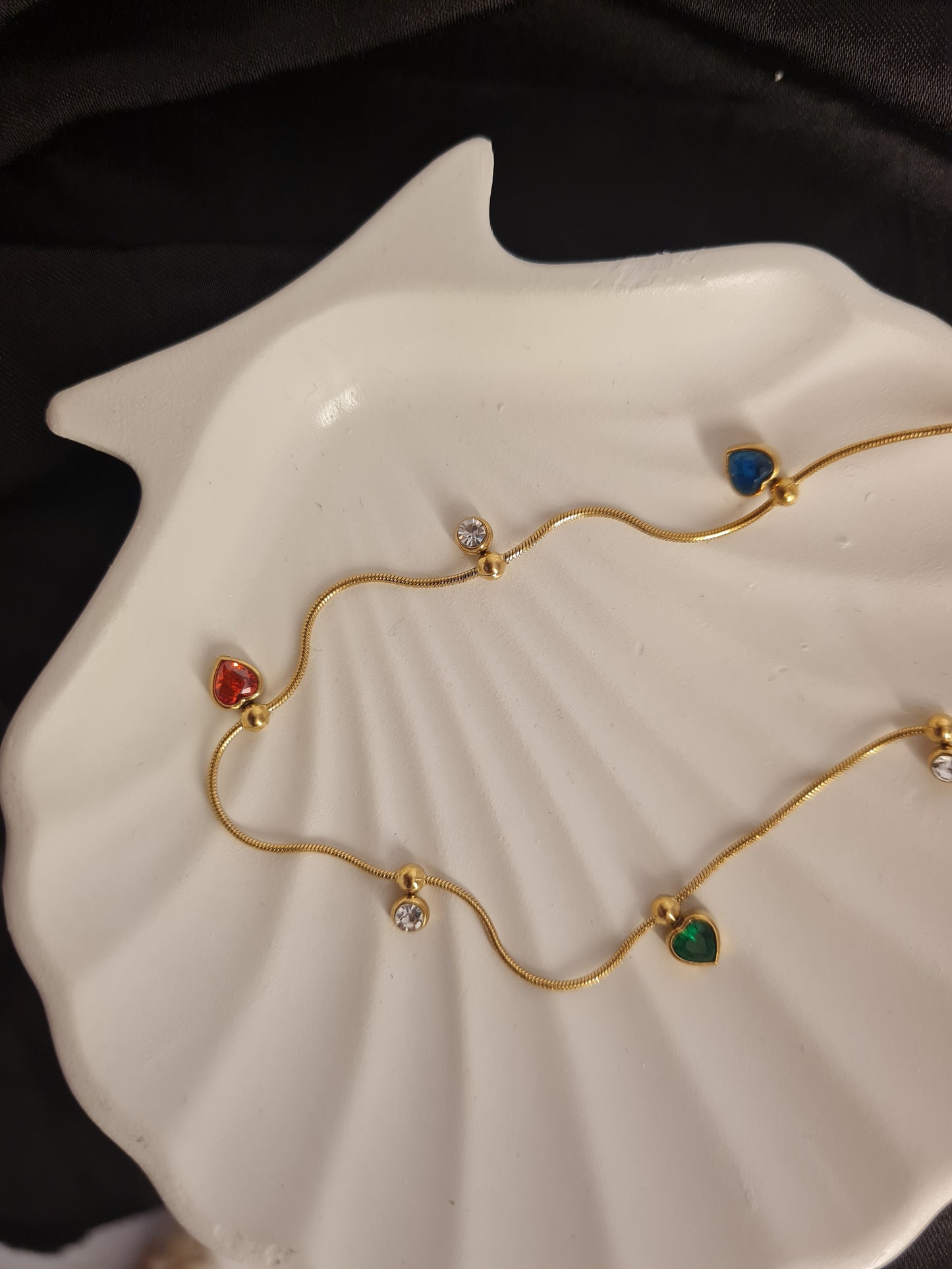 Rainbow Hearts Dainty Charm Necklace