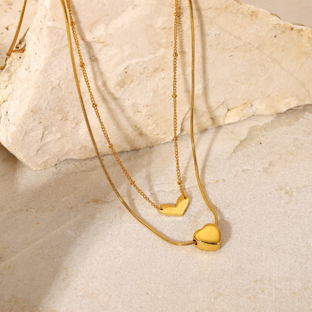 Double Heart Layered Necklace