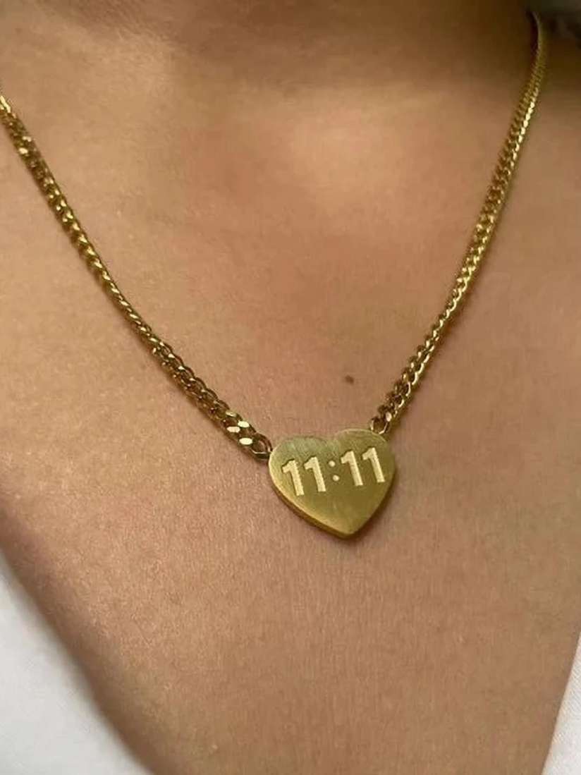 11:11 Heart Pendant Necklace
