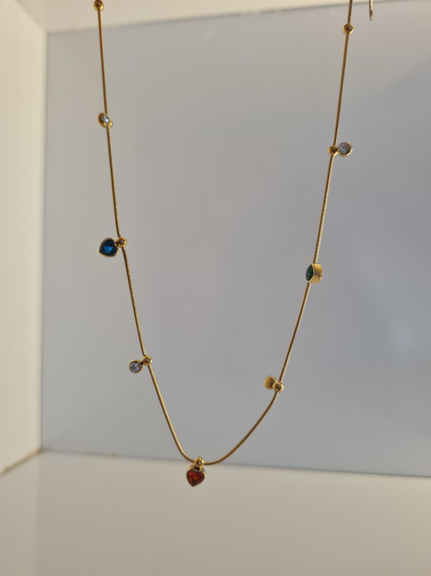 Rainbow Hearts Dainty Charm Necklace