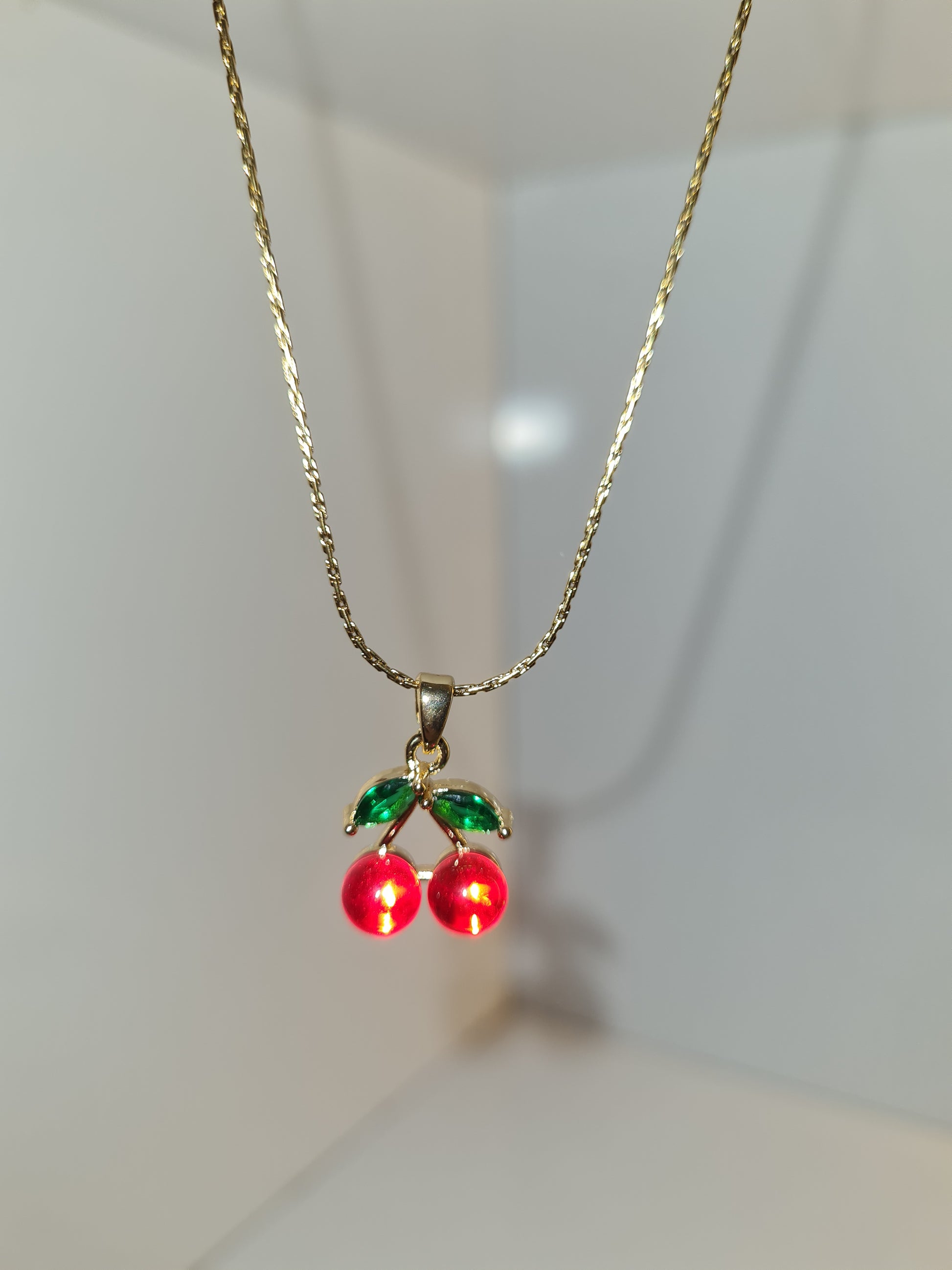 Cherry red anti-tarnish necklace 