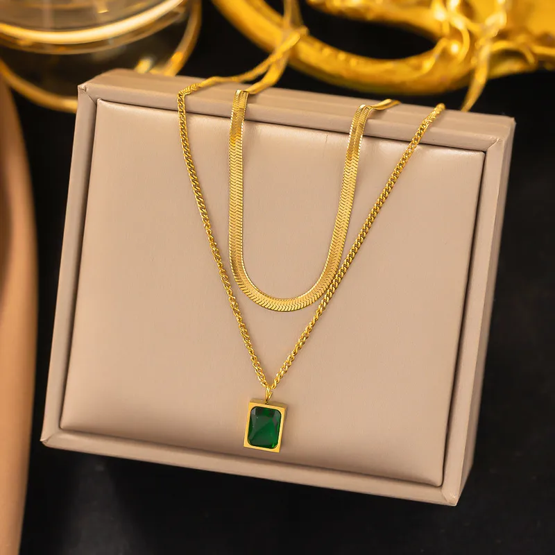 Elegant Gold-Plated Green Stone Pendant Necklace for Women | Trendy Daily Wear Jewelry