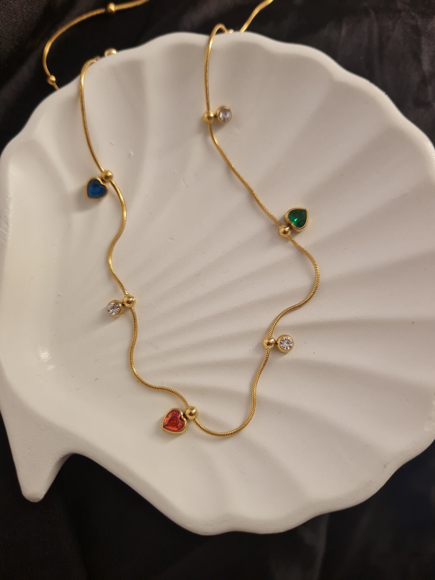 Rainbow Hearts Dainty Charm Necklace